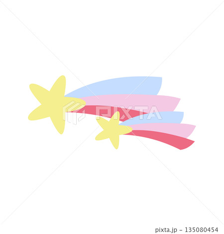 Illustration of Shooting Stars with Colorful Trails 135080454