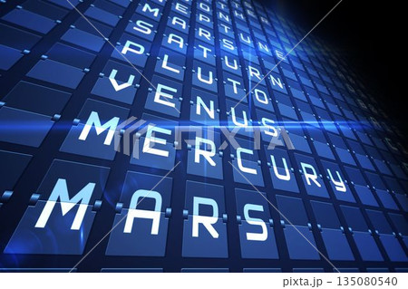 Blue departures board for space travel Blue departures board for space travel 135080540