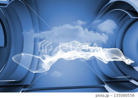 White cloud design on a futuristic structure 135080556