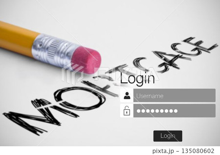 Graphic image of mortgage text on paper 135080602