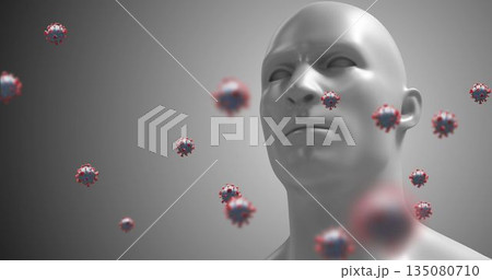 Covid-19 cells against human head model 135080710
