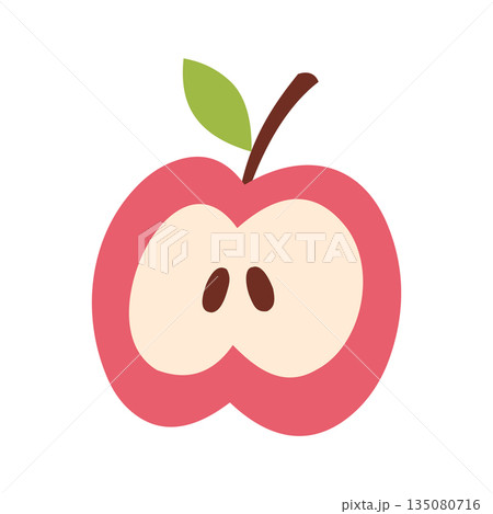 Cute Apple Slice Illustration in Flat Style Isolated on White Background 135080716