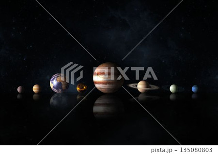 Digital composite image of solar system Digital composite image of solar system 135080803