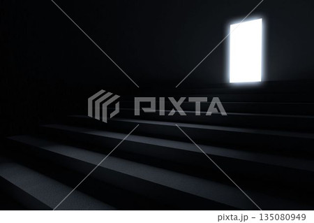 Steps leading to light in the darkness Steps leading to light in the darkness 135080949