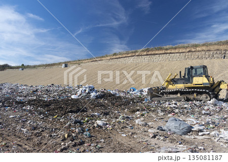 Pollution concept. Garbage pile in trash dump or landfill 135081187