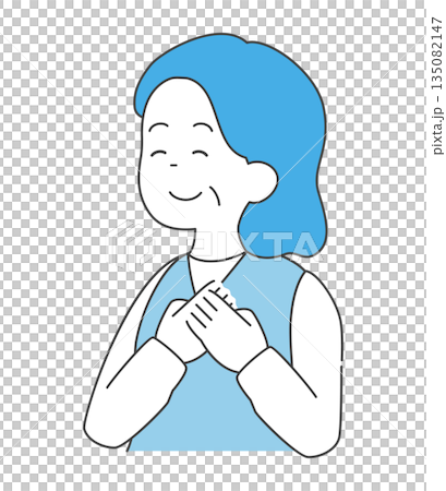 Illustration of a relieved senior woman - Vector Illustration of a relieved senior woman - Vector 135082147