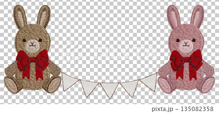 【兔子毛絨玩具和花環】手工刺繡插畫材料 【兔子毛絨玩具和花環】手工刺繡插畫材料 135082358