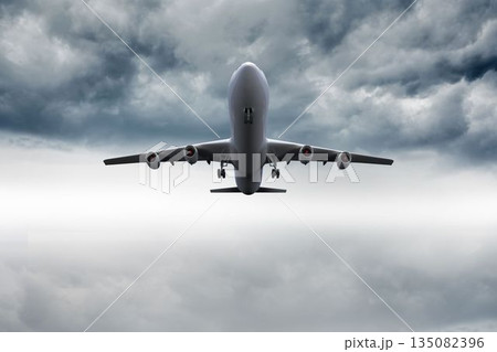 3D plane flying in the sky 135082396