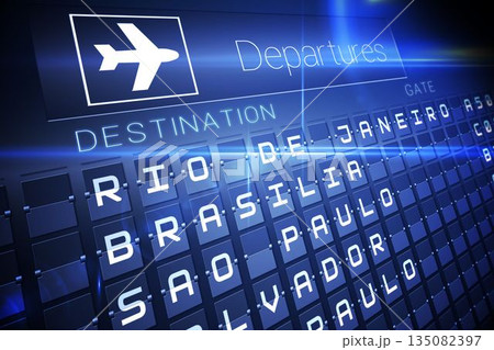 Blue departures board for south america 135082397