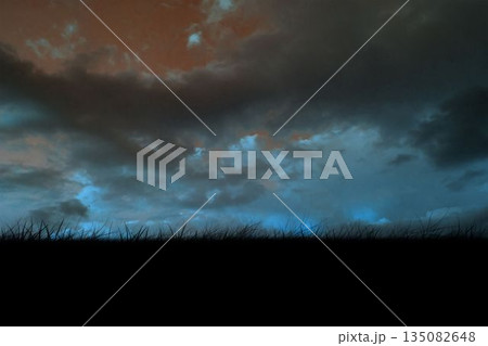 Digitally generated Blue sky over grass 135082648