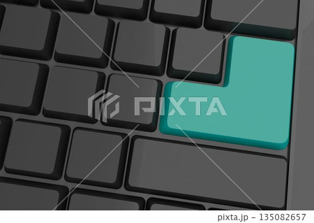 Black keyboard with blue key 135082657