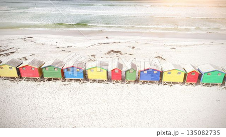 Colorful wooden houses on sand 135082735