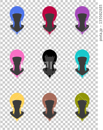 Colorful hair color illustration set 135082885