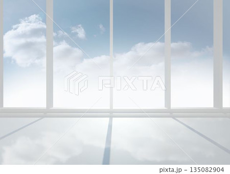 Bright white room with windows 135082904