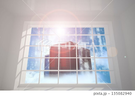 Server tower seen through window Server tower seen through window 135082940