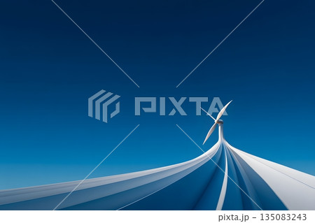 青空に映える白い風力発電ブレードの抽象クローズアップ 青空に映える白い風力発電ブレードの抽象クローズアップ 135083243