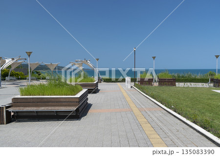 Sunny beach with sand dunes and blue sky in Bulgaria Sunny beach with sand dunes and blue sky in Bulgaria 135083390