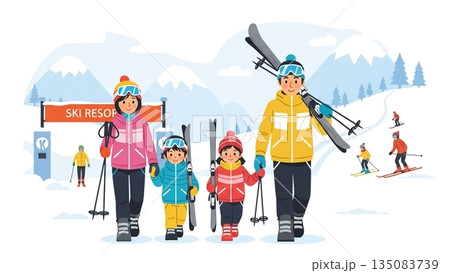 家族で楽しむスキーリゾートの休日 135083739