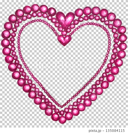 Watercolor pink heart for valentine's day, mother's day, friends, girlfriends. Concept of love, relationship, art, painting. Hand drawn art. 135084115