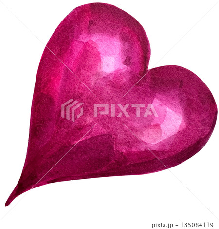 Watercolor pink heart for valentine's day, mother's day, friends, girlfriends. Concept of love, relationship, art, painting. Hand drawn art. Watercolor pink heart for valentine's day, mother's day, friends, girlfriends. Concept of love, relationship, art, painting. Hand drawn art. 135084119