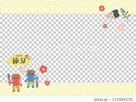 節分插畫橫幅背景 二月 135084250