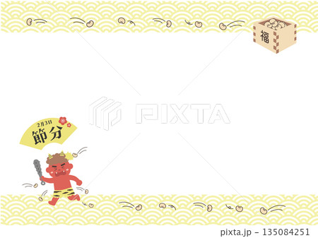 節分のイラスト バナー 背景 2月 節分のイラスト バナー 背景 2月 135084251