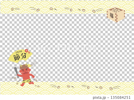 節分のイラスト バナー 背景 2月 節分のイラスト バナー 背景 2月 135084251