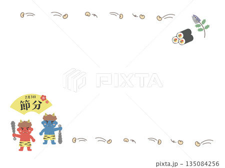 節分のイラスト バナー 背景 2月 節分のイラスト バナー 背景 2月 135084256
