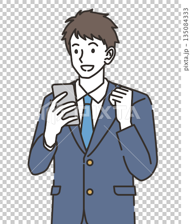 High school boy happy to see his smartphone High school boy happy to see his smartphone 135084333