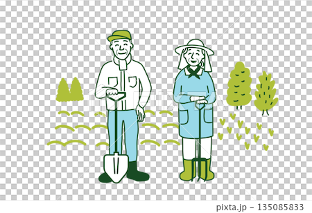 一對夫婦站在田野前 135085833