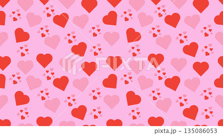red heart shape seamless pattern on pink background 135086053