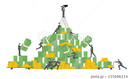 Business teamwork building massive wealth stack for investment and financial success Business teamwork building massive wealth stack for investment and financial success 135086214