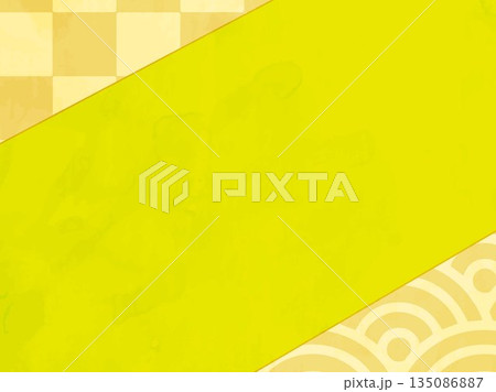 年賀状, お正月, 正月, ウサギ, 兎, 和風, 和柄, 背景, 集中線, 漫画, 黄色, 光,  135086887