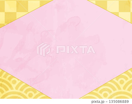 年賀状, お正月, 正月, ウサギ, 兎, 和風, 和柄, 背景, 集中線, 漫画, 黄色, 光,  135086889