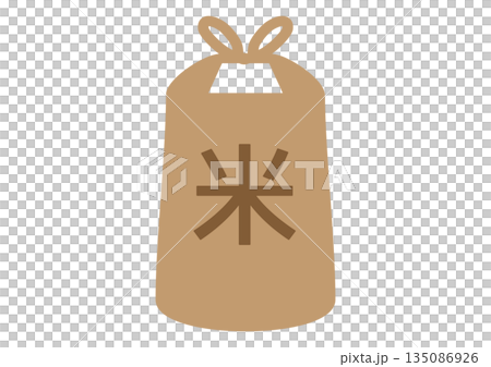 Flat icon of a bag of rice with the word "rice" written on it, images of new rice, hometown tax donations, agriculture, harvesting, and food education Flat icon of a bag of rice with the word "rice" written on it, images of new rice, hometown tax donations, agriculture, harvesting, and food education 135086926