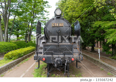 Old steam locomotive C59 161 in a Hiroshima city park Old steam locomotive C59 161 in a Hiroshima city park 135087242