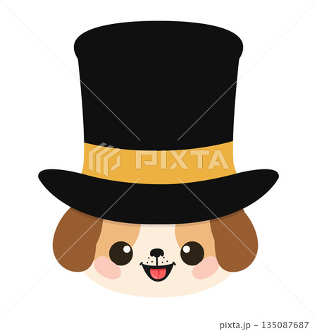 Cartoon Dog with Top Hat Illustration Cartoon Dog with Top Hat Illustration 135087687