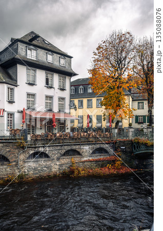 Picturesque Town Monschau with Historical Charm and the Tranquil Rur River. High quality photo 135088076