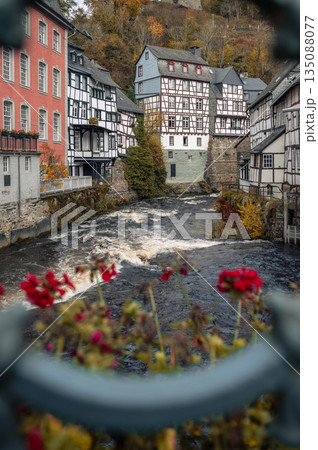 Picturesque Town Monschau with Historical Charm and the Tranquil Rur River. High quality photo Picturesque Town Monschau with Historical Charm and the Tranquil Rur River. High quality photo 135088077