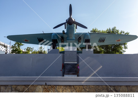 August 22 2025 IL-2 monument in Novorossiysk Russia on the Black Sea coast. Public memorial commemorating the Soviet attack aircraft and World War II history 135088811