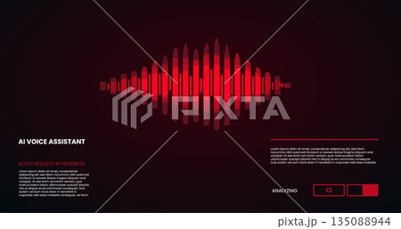Ai voice assistant. Sound wave abstract dark background, artificial intelligence technology personal assistant digital soundwave sound speak music audio volume vector illustration 135088944