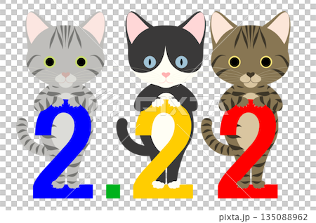 猫の日_数字の「2」によじ登るネコ 135088962
