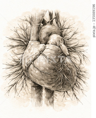 Human heart anatomy, 3D illustration 135089196