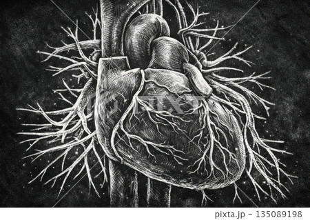 Human heart anatomy, 3D illustration 135089198