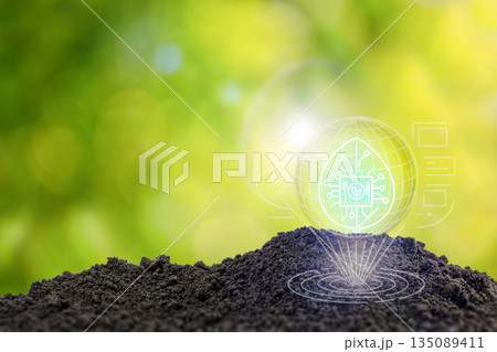 Artificial intelligence technology in agriculture for sustainable food production concept. Foodtech, food technology Artificial intelligence technology in agriculture for sustainable food production concept. Foodtech, food technology 135089411