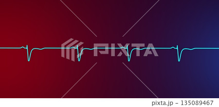 Normal ECG in V1-V2, 3D illustration 135089467
