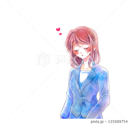 好意を寄せる女性　汗　スーツ 135089754