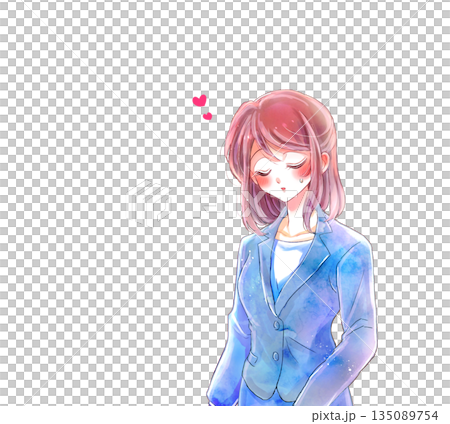 好意を寄せる女性　汗　スーツ 135089754