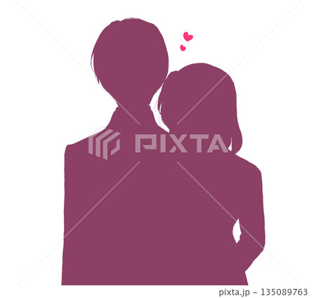 スーツを着た寄り添う男女　恋愛　シルエット 135089763