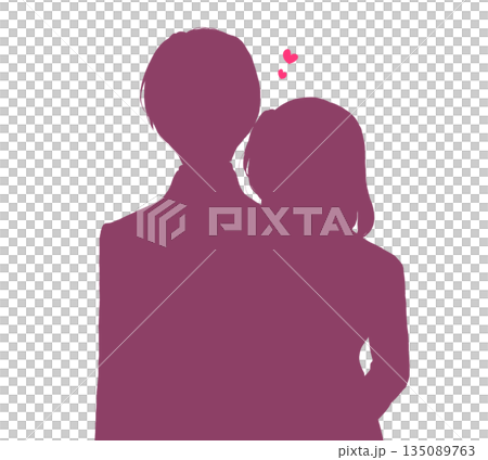 スーツを着た寄り添う男女　恋愛　シルエット 135089763